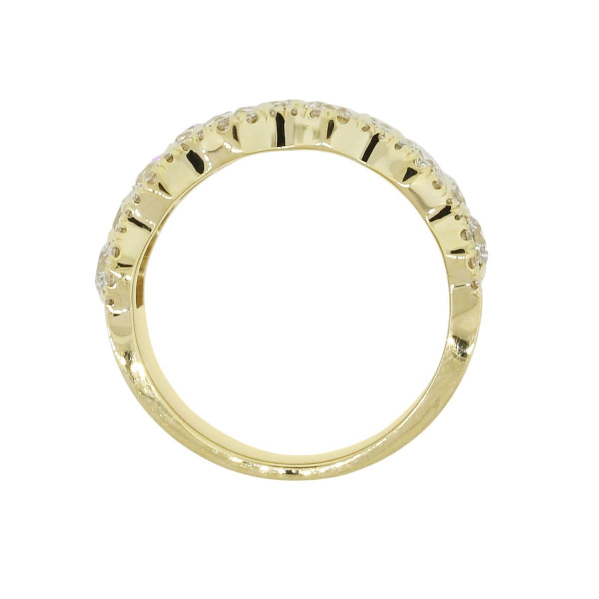 Material: 18k yellow gold
Diamond Details: Approximately 4.60ctw of round brilliant diamonds. Diamonds are G/H in color and VS in clarity
Ring Size: 7.25 (can be sized)
Ring Measurements: 0.86″ x 0.64″ x 0.88″
Total Weight: 16.7g