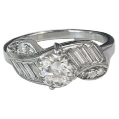 Round Brilliant Engagement Ring in Platinum, Center 0.95ct