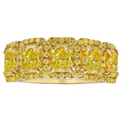 Radiant Eternity Band Fancy Yellow Rare Fancy-Color Splendour  Diamond Ring