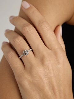 Round Brilliant Galaxy Diamond White Gold Engagement Ring, 1.51 Carat