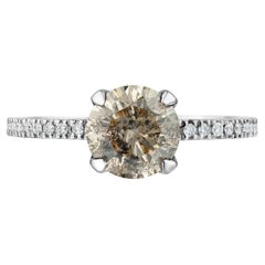 Round Brilliant Galaxy Diamond White Gold Engagement Ring, 1.51 Carat