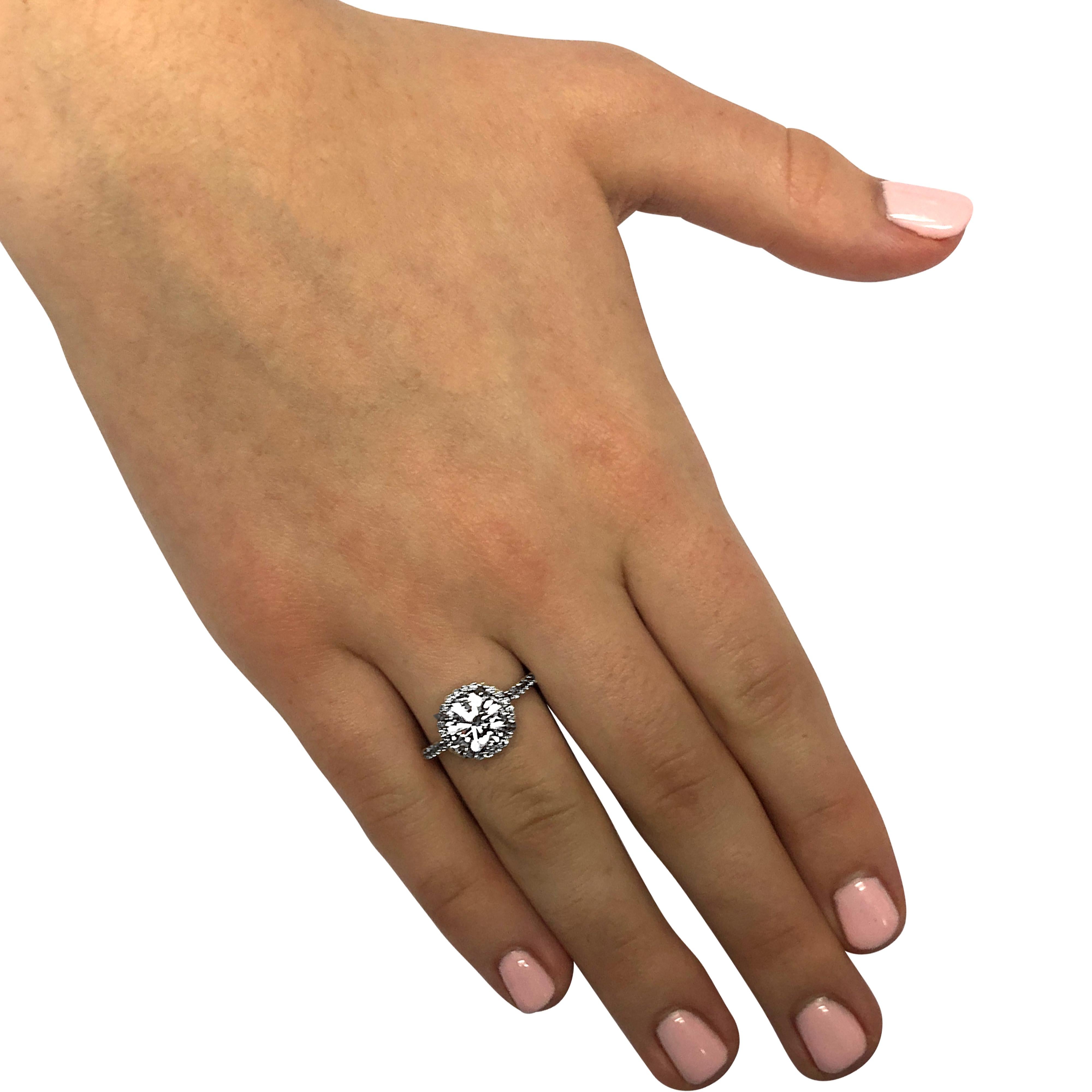 Modern 1.74 Carat Round Brilliant Halo Diamond Engagement Ring GIA Certified E/SI1