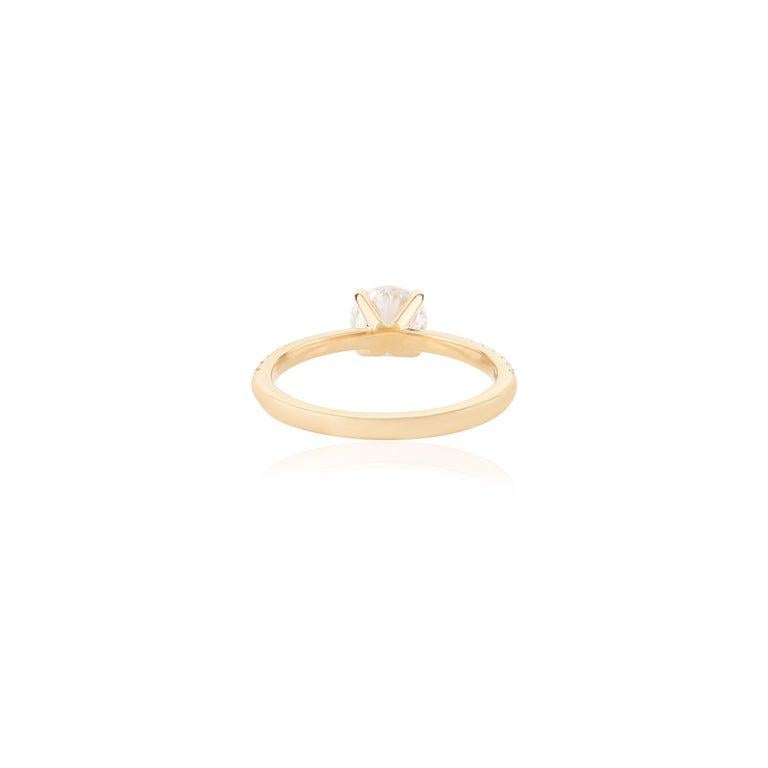 For Sale:  Round Brilliant Moissanite Solid Wedding Ring in 18k Yellow Gold Ring for Mom 5