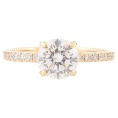 Round Brilliant Moissanite Solid Wedding Ring in 18k Yellow Gold Ring for Mom