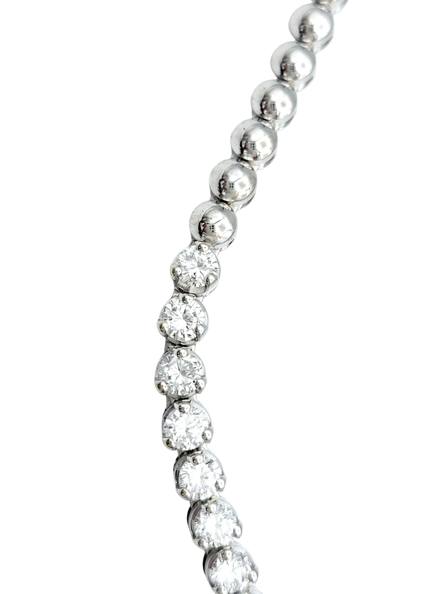 Round Cut Round Brilliant Pavé Diamond Teardrop Lariat Necklace in 18 Karat White Gold For Sale