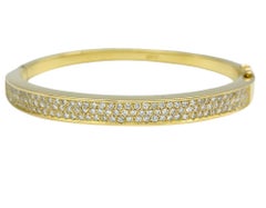 Bracelet à charnière en or jaune 18 carats, pavé de diamants ronds et brillants