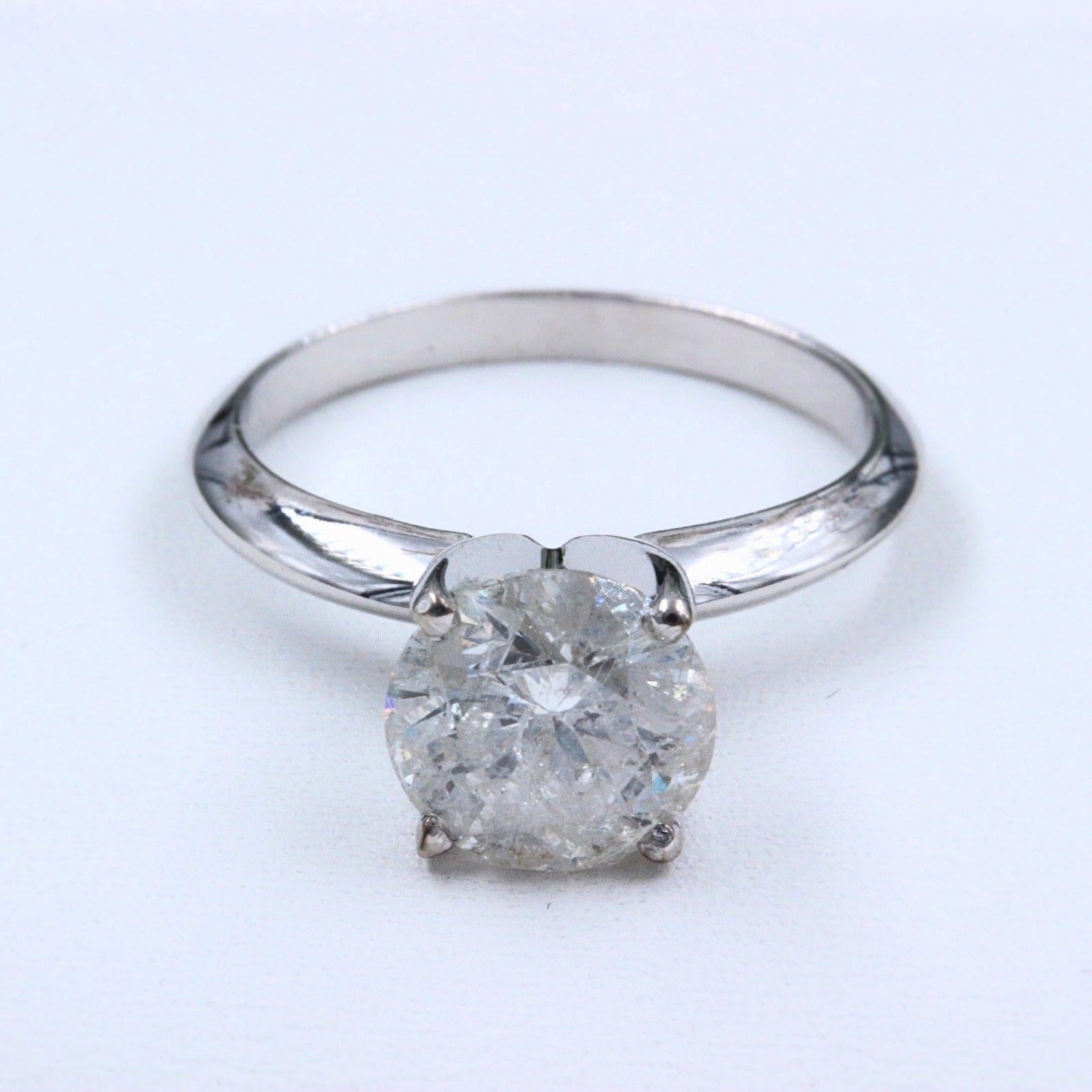 Round Brilliant Solitaire Diamond 1.76 Carat Engagement Ring in 14 Karat Gold 2