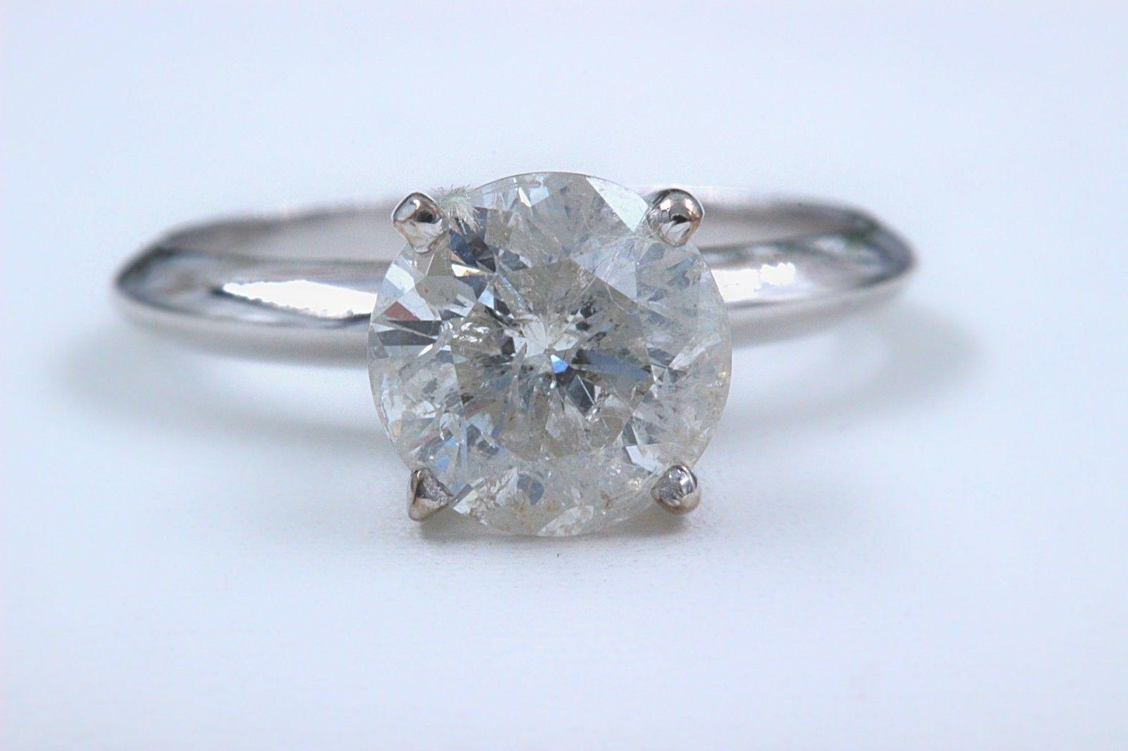 Round Brilliant Solitaire Diamond 1.76 Carat Engagement Ring in 14 Karat Gold 1