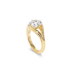 Round Brilliant Statement Brilliant White 14K  Gold Elegant Sparkle Diamond Ring