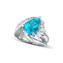 Pear cut Paraiba Statement ring Mixed / Other 14K White Gold Elegant Sparkle