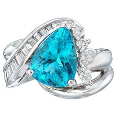 Pear cut Paraiba Statement ring Mixed / Other 14K White Gold Elegant Sparkle