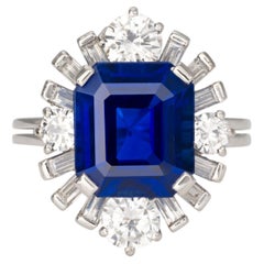 Assher Brilliant Statement Royal Blue Sapphire Classic Charm Heirloom  Ring