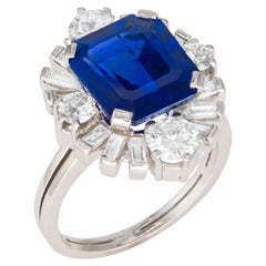 Assher Brilliant Statement Royal Blue Sapphire Classic Charm Heirloom  Ring