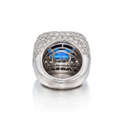 Cushion Brilliant Statement Royal Blue Sapphire 14K Gold Refined Light Signature