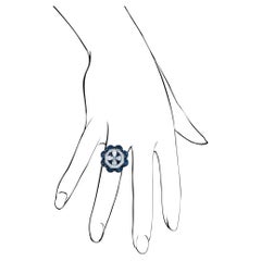 Round Brilliant Statement Royal Blue Sapphire 14K White Gold Classic Charm
