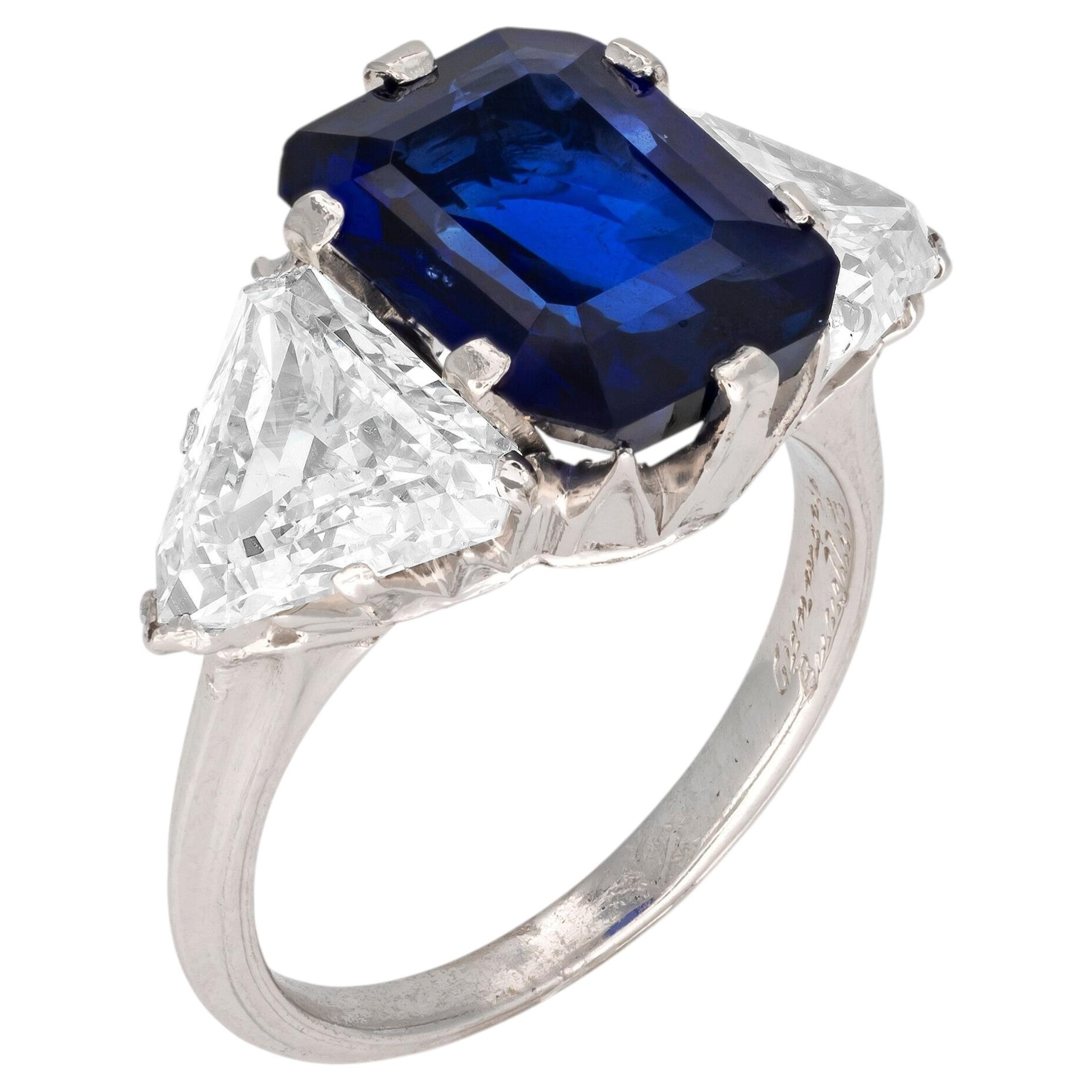 cushion Brilliant Statement Royal Blue Sapphire  Elegant Sparkle Ring For Sale