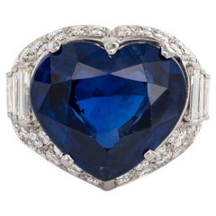 Cushion Brilliant Heart Statement Royal Blue Sapphire Elegant Sparkle Ring