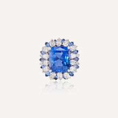 Saphir bleu royal coussin Brilliante Statement Pure Sophistication Bague