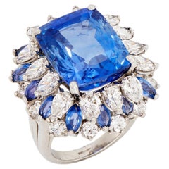 Saphir bleu royal coussin Brilliante Statement Pure Sophistication Bague