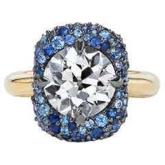 Round Brilliant Statement Royal Blue Sapphire 14K White Gold Pure Sophistication
