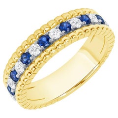 Saphir bleu royal rond Brilliante Statement Or 18K Brillance gracieuse