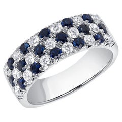 Round Brilliant Statement Royal Blue Sapphire 18K White Gold Refined Light