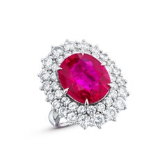 Round Brilliant Statement Ruby Red 14K White Gold Classic Charm High Jewellery