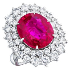 Round Brilliant Statement Ruby Red 14K White Gold Classic Charm High Jewellery