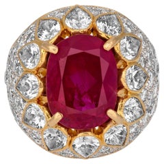 Cushion Brilliant Statement Ruby Red  Gold Classic Charm Modern Classic ring