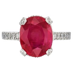 Ovaler Brillant Statement Rubin Rot 14K Weißgold Klassischer Charme Modern Klassisch