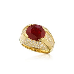 Round Brilliant Statement Ruby Red 14K White Gold Elegant Sparkle Heirloom