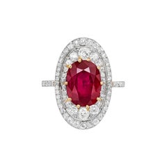 Round Brilliant Statement Ruby Red 14K White Gold Elegant Sparkle Heirloom