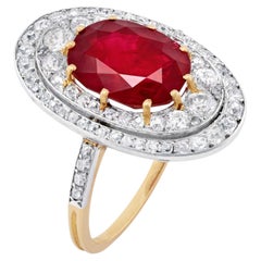 Round Brilliant Statement Ruby Red 14K White Gold Elegant Sparkle Heirloom
