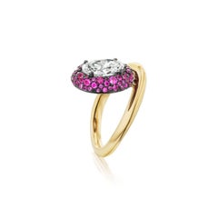 Round Brilliant Statement Ruby Red 14K White Gold Refined Light Collector-Grade