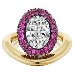 Round Brilliant Statement Ruby Red 14K White Gold Refined Light Collector-Grade