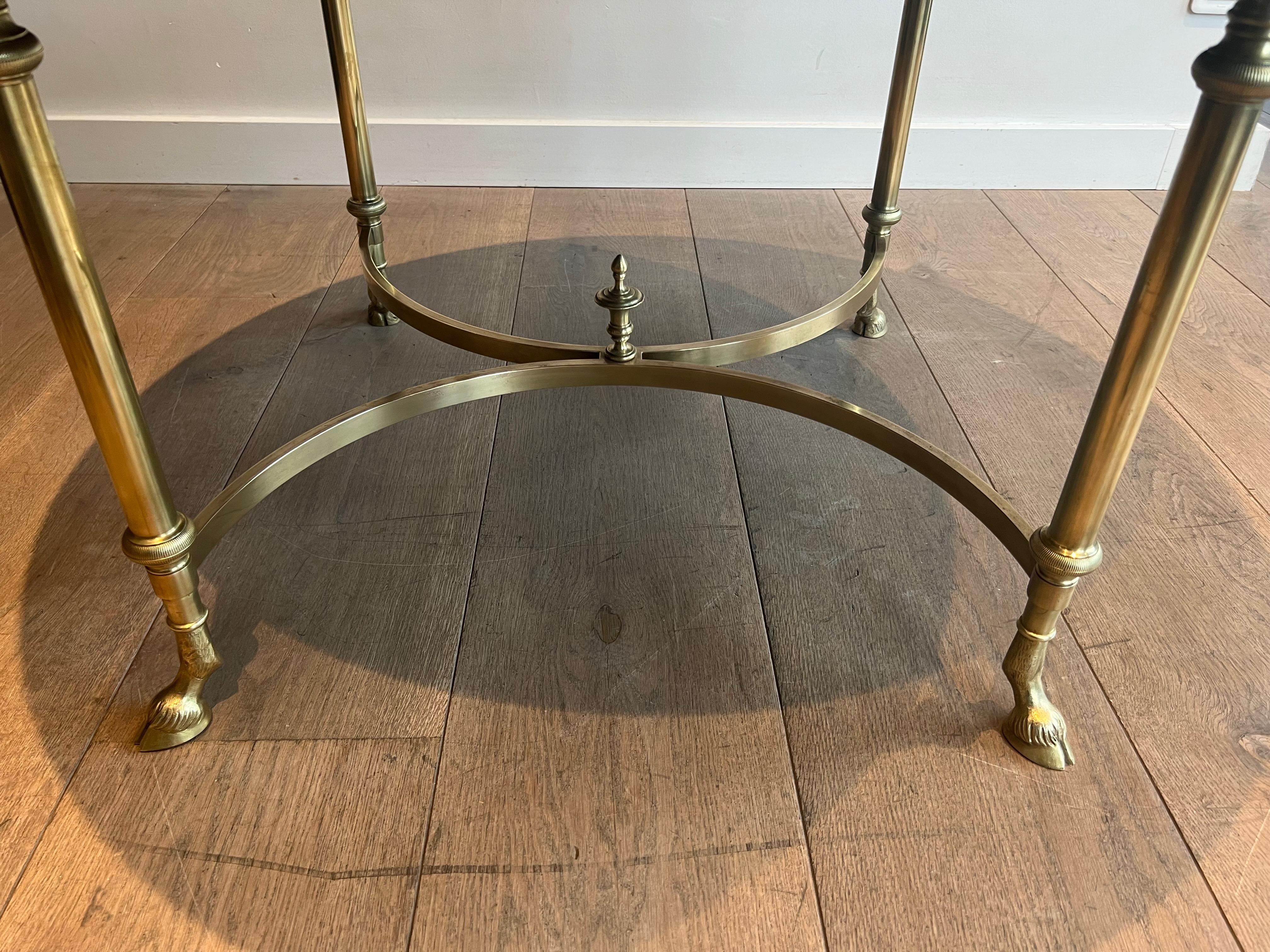 Table basse ronde en bronze et laiton avec plateau en marbre de Maison Jansen 11