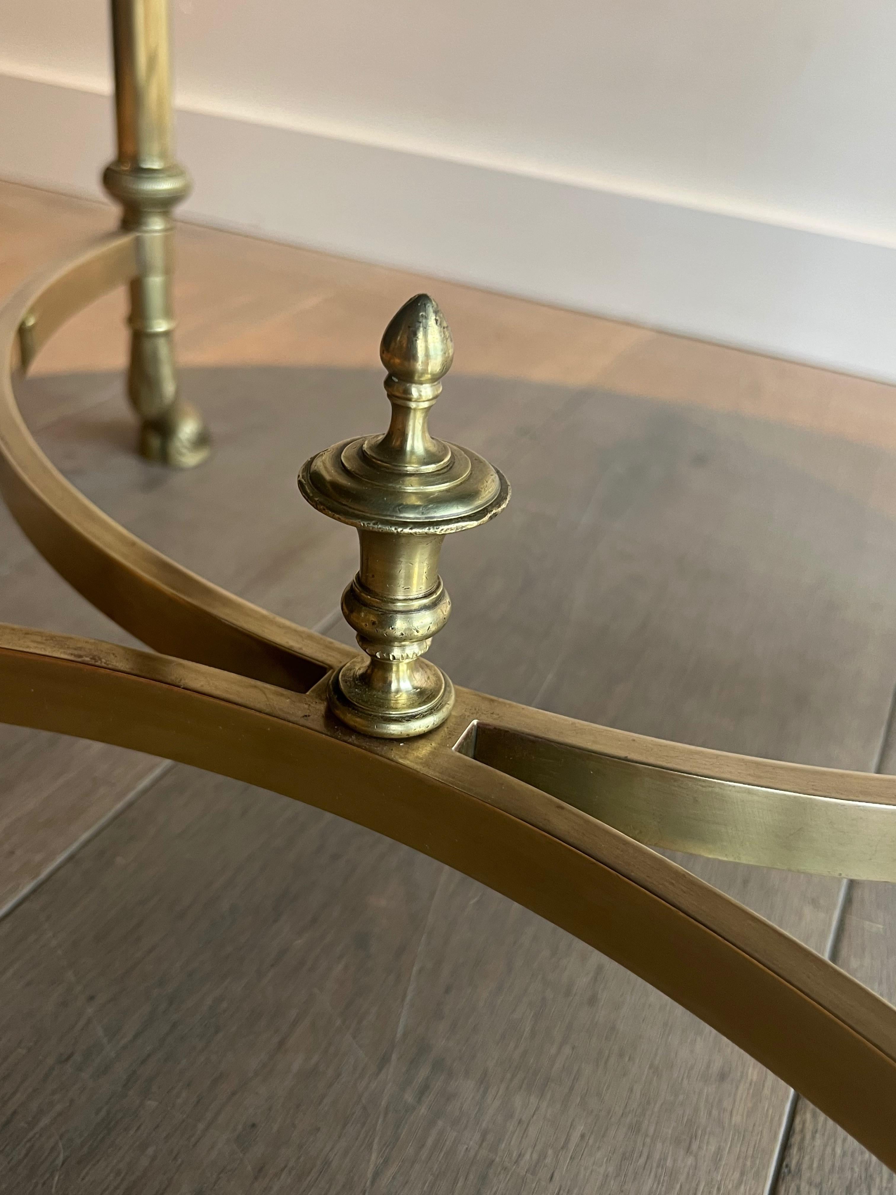 Table basse ronde en bronze et laiton avec plateau en marbre de Maison Jansen 12