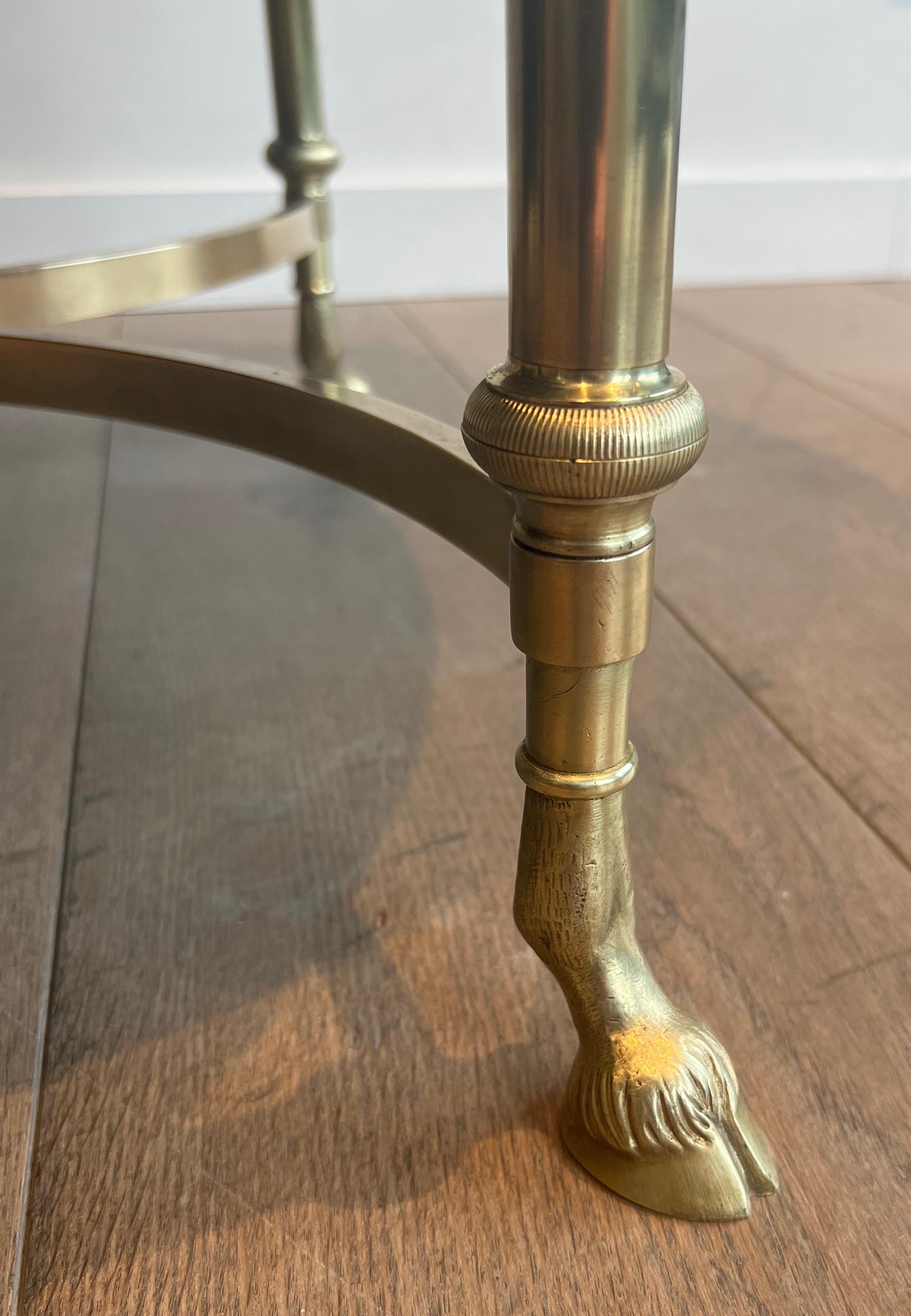 Table basse ronde en bronze et laiton avec plateau en marbre de Maison Jansen 2