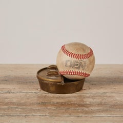 Round Bronze Ashtray with Flip-Top Lid