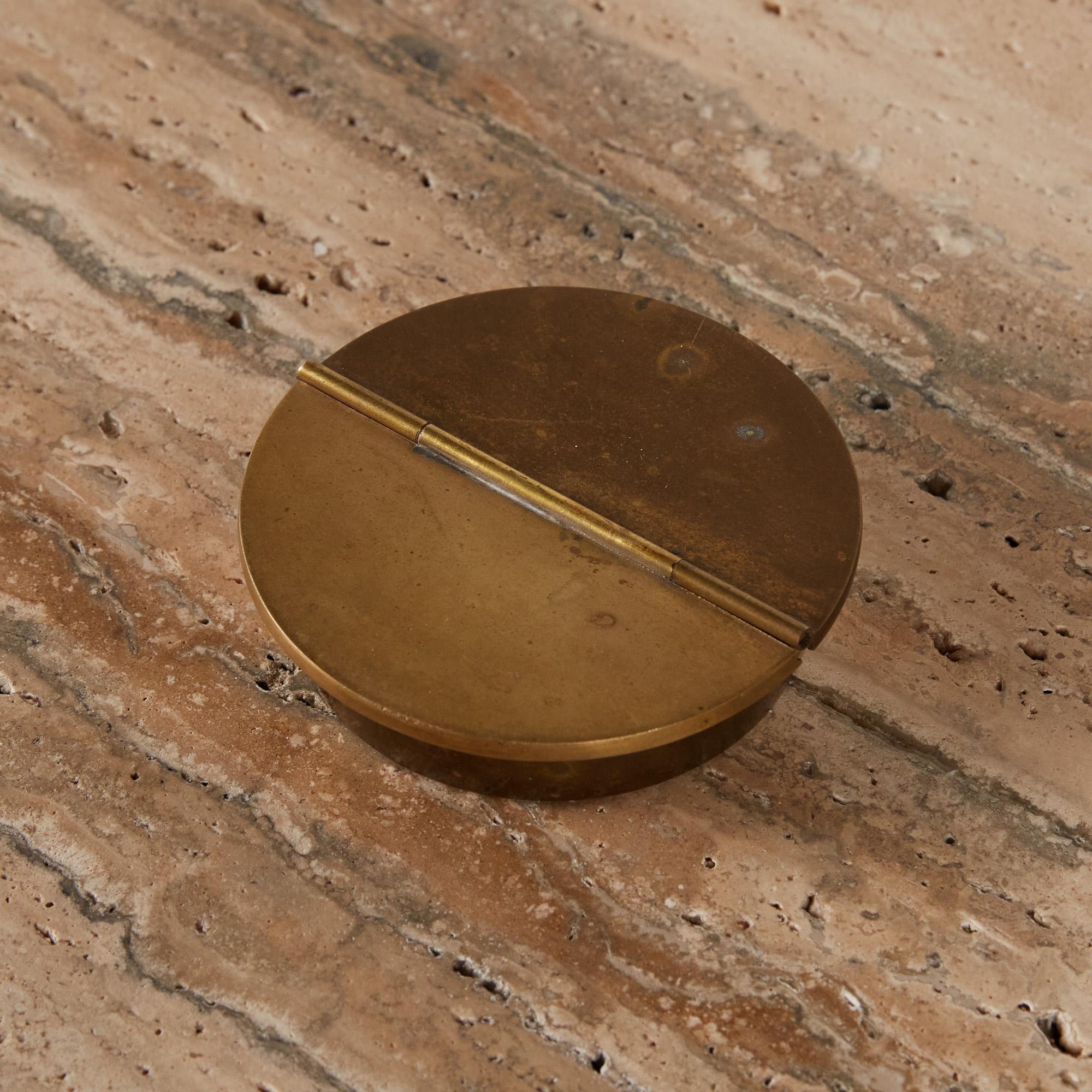 Modern Round Bronze Ashtray with Flip-Top Lid