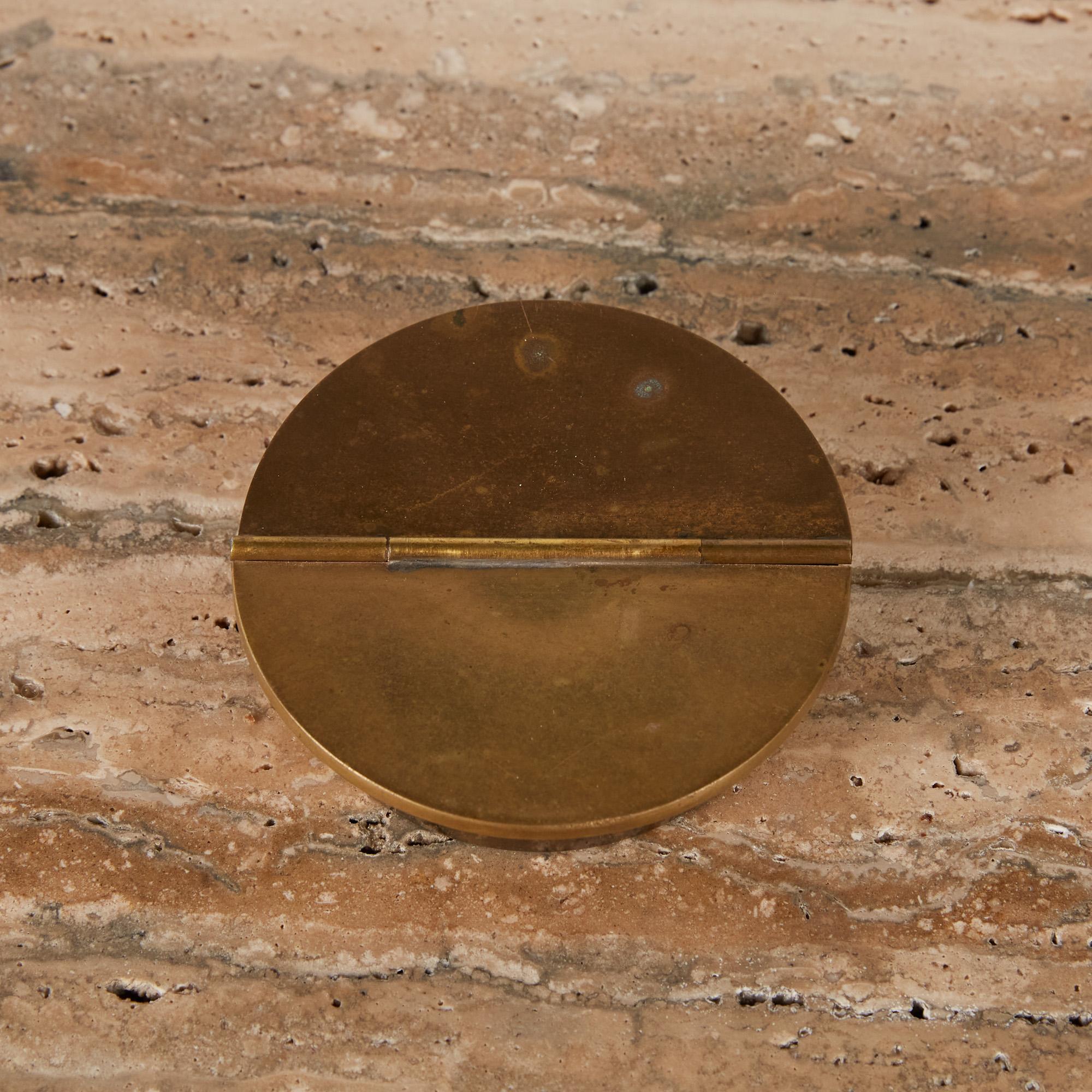 American Round Bronze Ashtray with Flip-Top Lid
