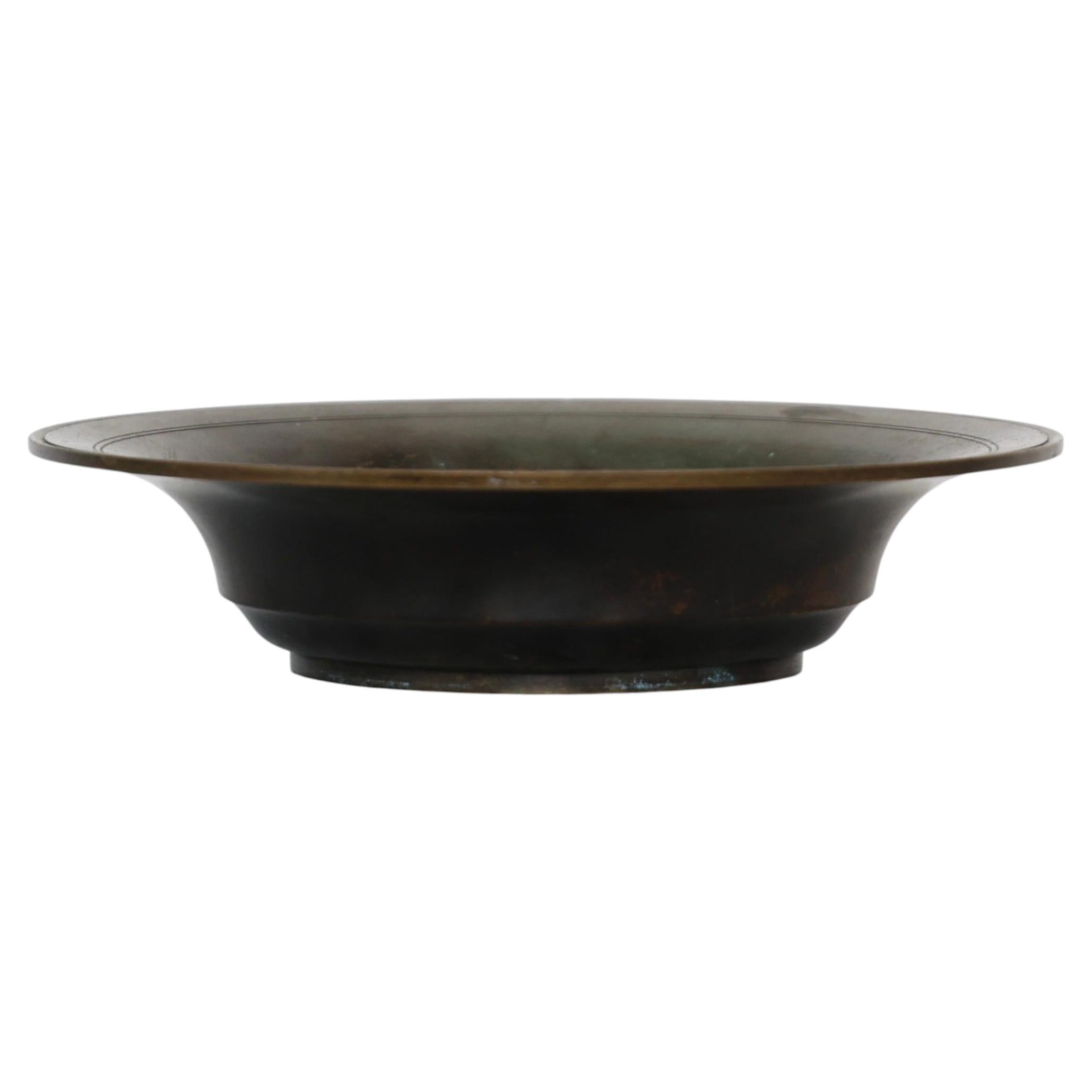 Round Bronze Bowl designed by Just Andersen, 1920s, Denmark