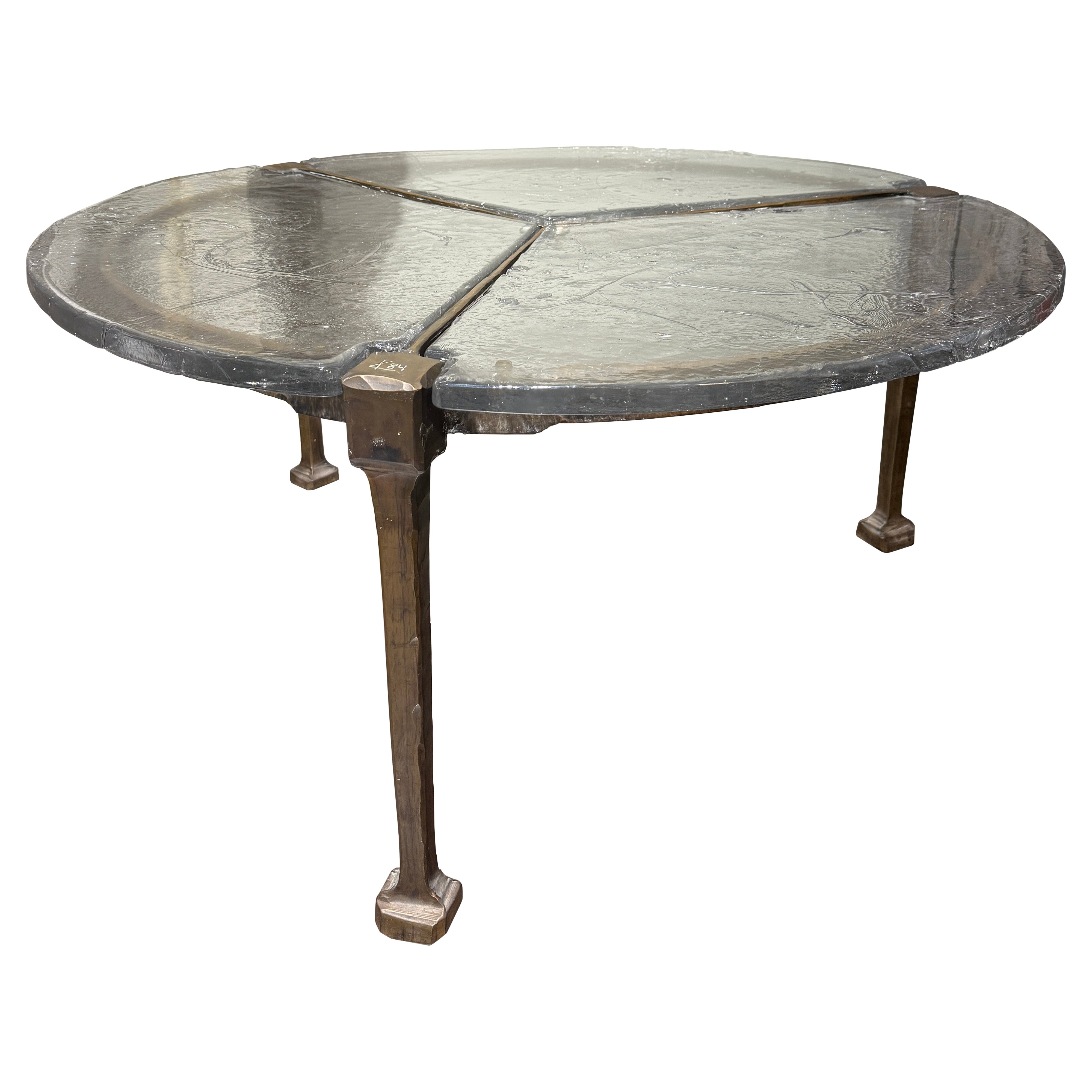 Tavolino rotondo in bronzo Lothar Klute 1984 in vendita