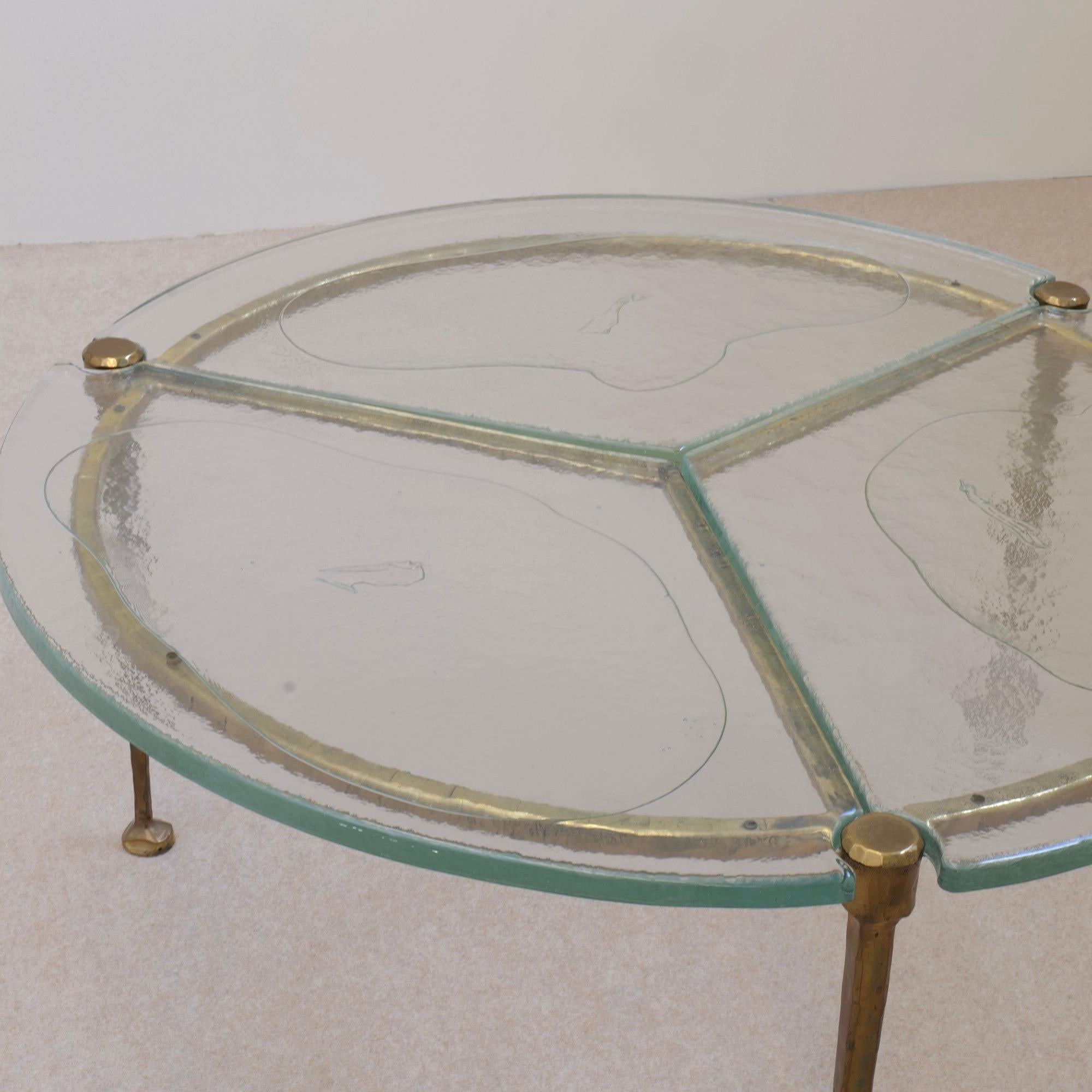Table basse ronde en verre bronze de Lothar Klute Bon état - En vente à Saarbrücken, DE