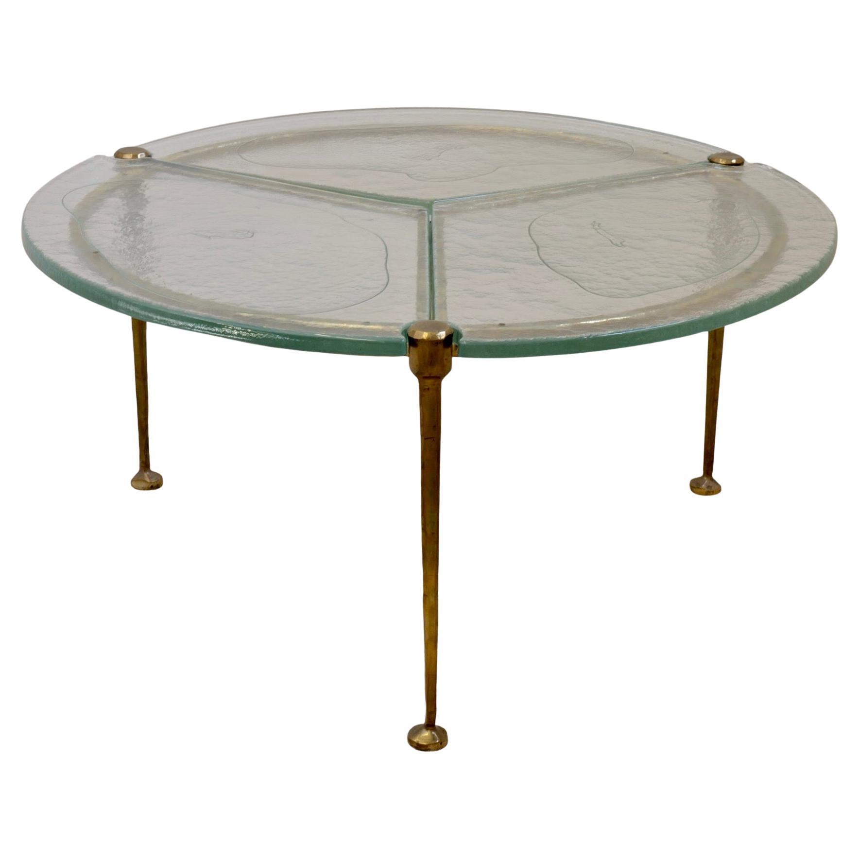 round bronze glass coffee table by Lothar Klute