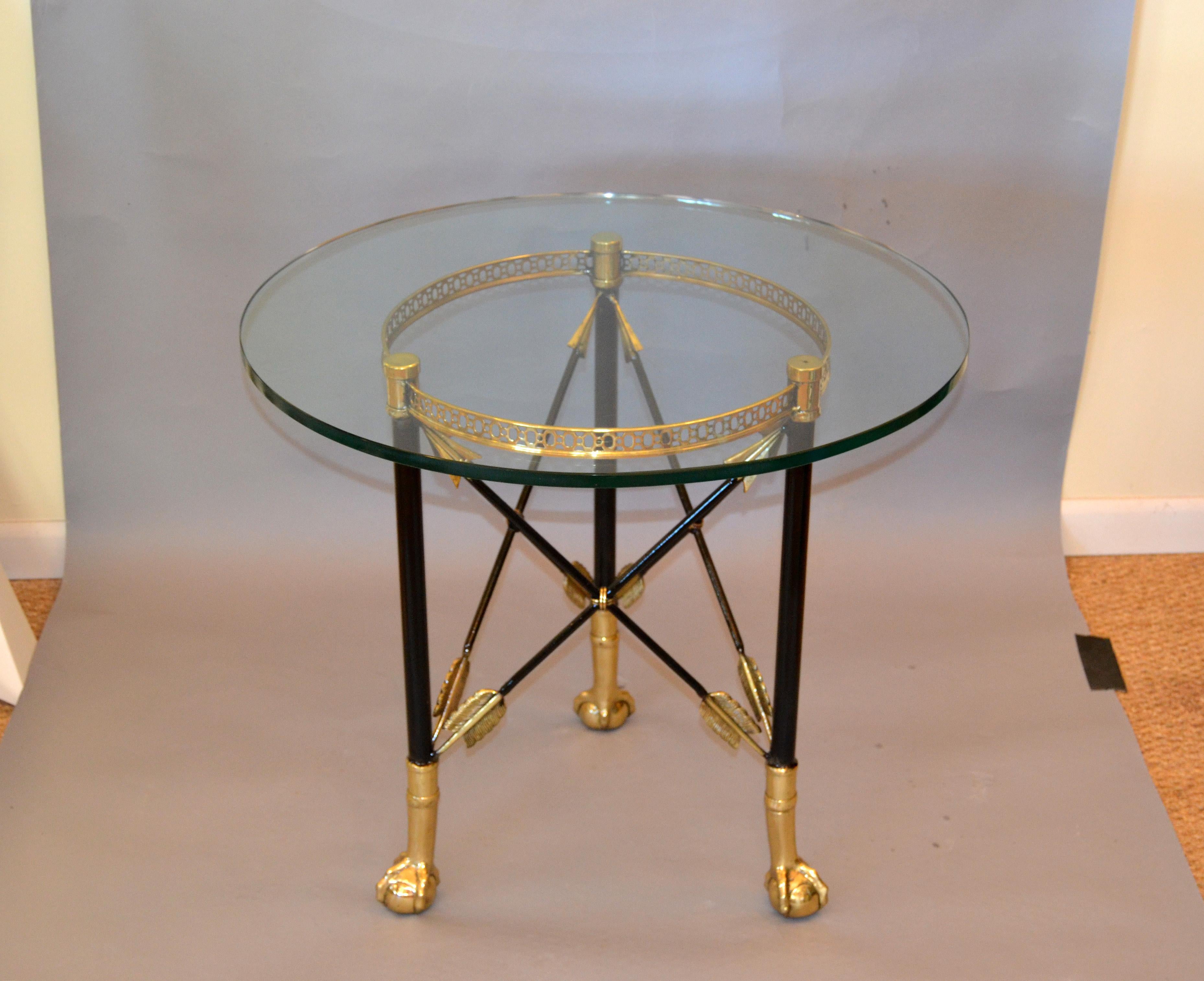 Round Bronze Glass Side Table Ball and Claw Feet 2