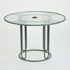 Walter Lamb for Brown Jordan Round Bronze Patio Umbrella Dining Table