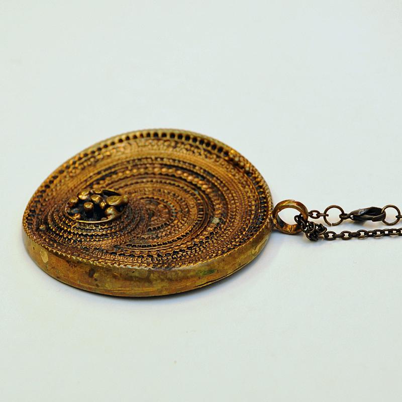 Women's Round Bronze Pendant Necklace by Jorma Laine for Turun Hopea, 1970s