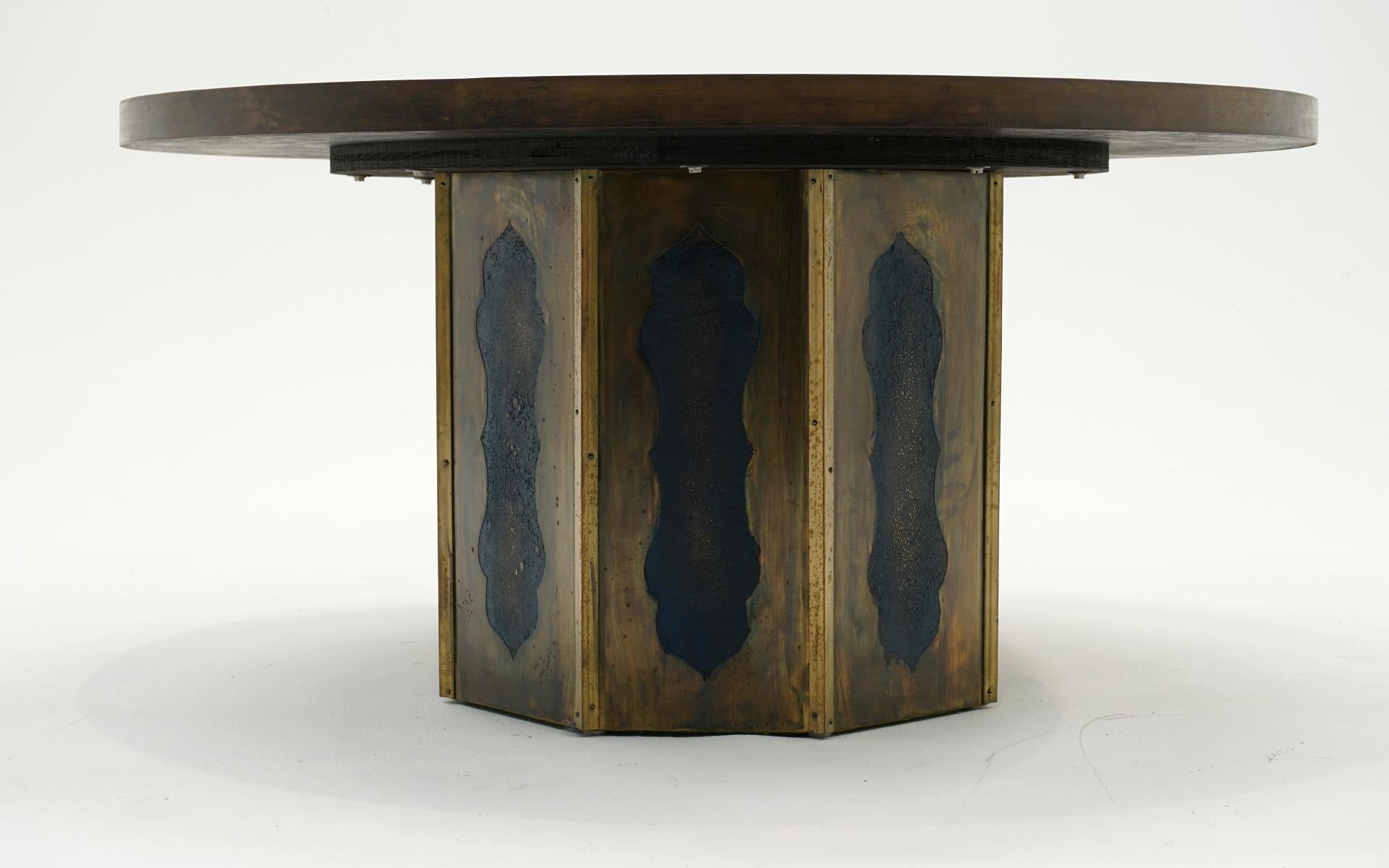 American Round Bronze Pewter & Brass Chan Table by Philip & Kelvin LaVerne. 36