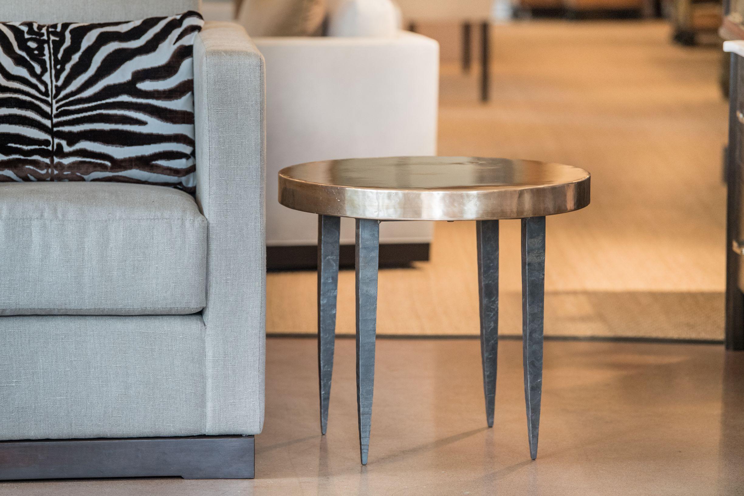 round end table with metal legs